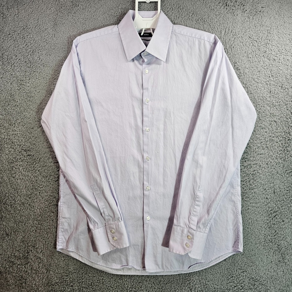 Boss Hugo‎ Boss Shirt Men 16.5 34/35 Regular Fit Button Up Long sleeve Purple